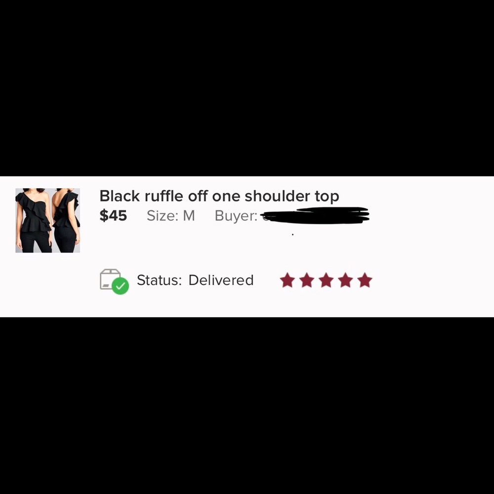 LAST ONE! PRICE FIRM Black ruffle off 1 shoulder - Picture 5 of 5